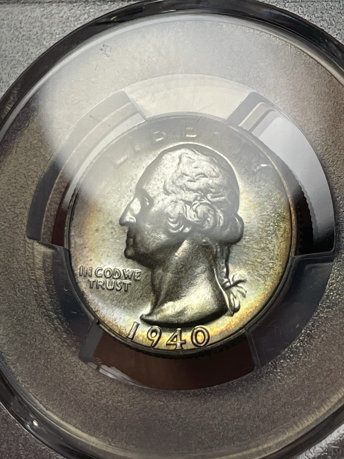 1940 PCGS PR67+ CAC Washington Silver Quarter Toned