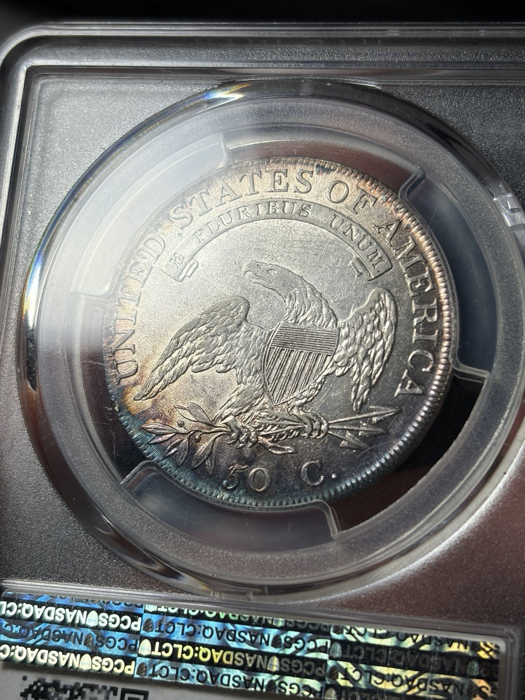 1807 PCGS AU53 Capped Bust Half Dollar Large Stars 50/20 Toned