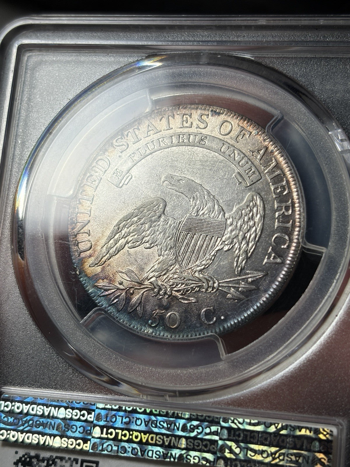 1807 PCGS AU53 Capped Bust Half Dollar Large Stars 50/20 Toned