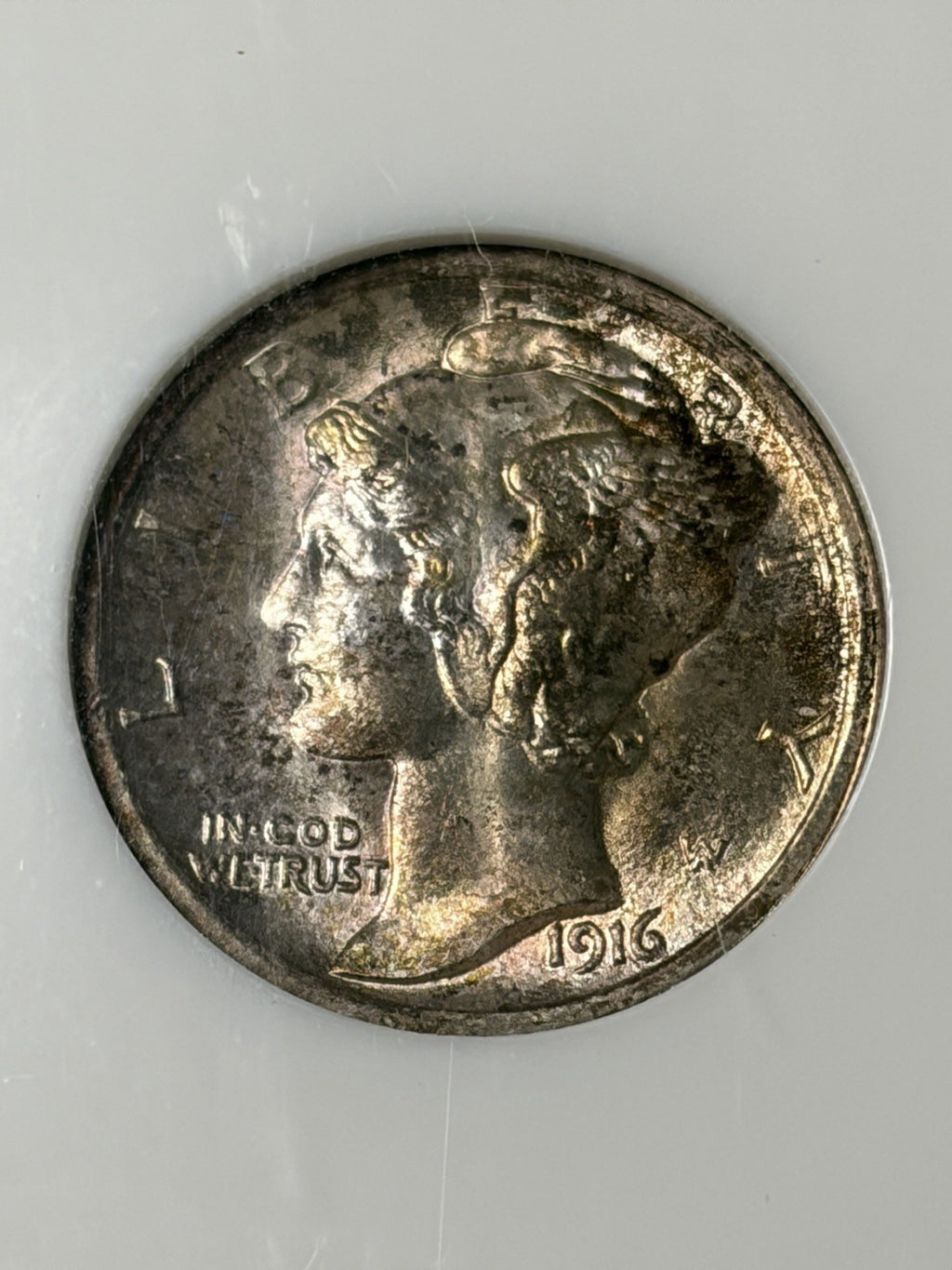 1916 NGC MS67 FB Mercury Dime Toned