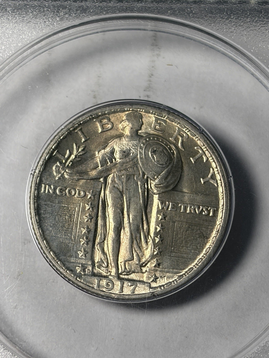 1917-D PCGS MS64 Type 2 Standing Liberty Quarter Rattler