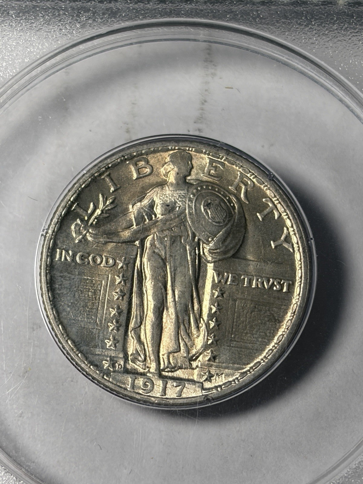 1917-D PCGS MS64 Type 2 Standing Liberty Quarter Rattler