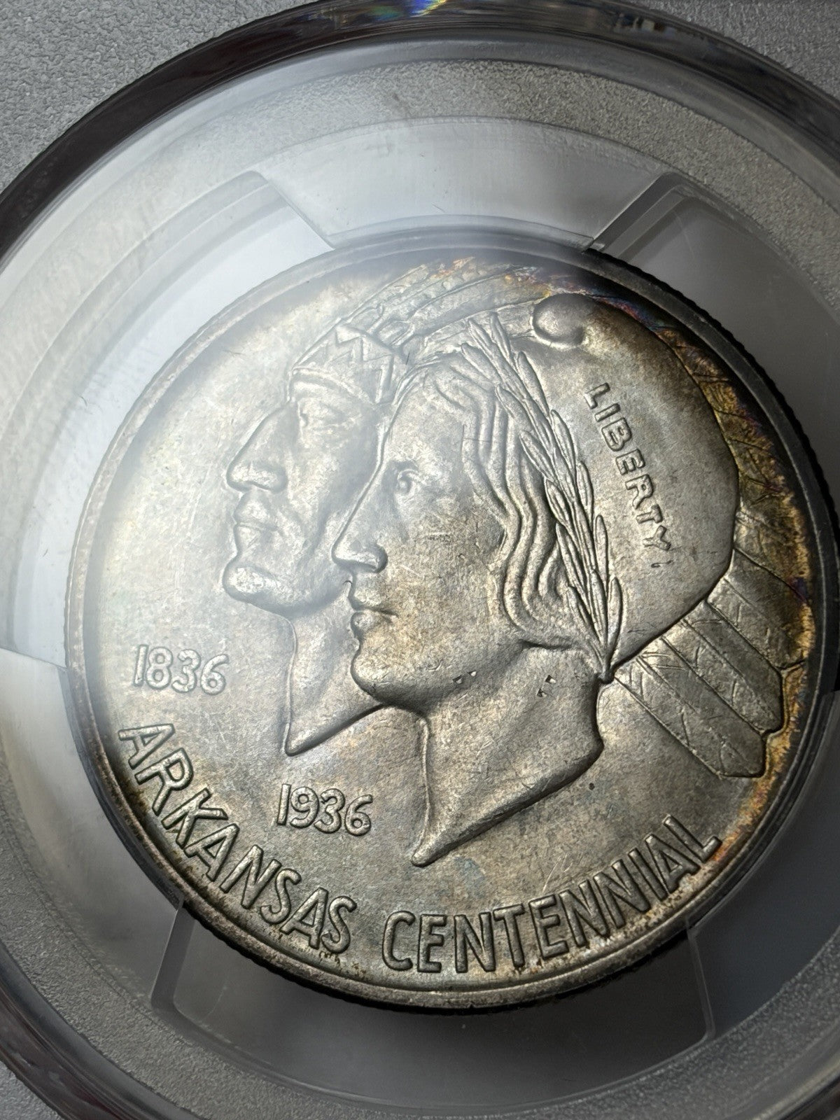 1936-D PCGS MS66 Arkansas Commemorative Half Dollar Toned