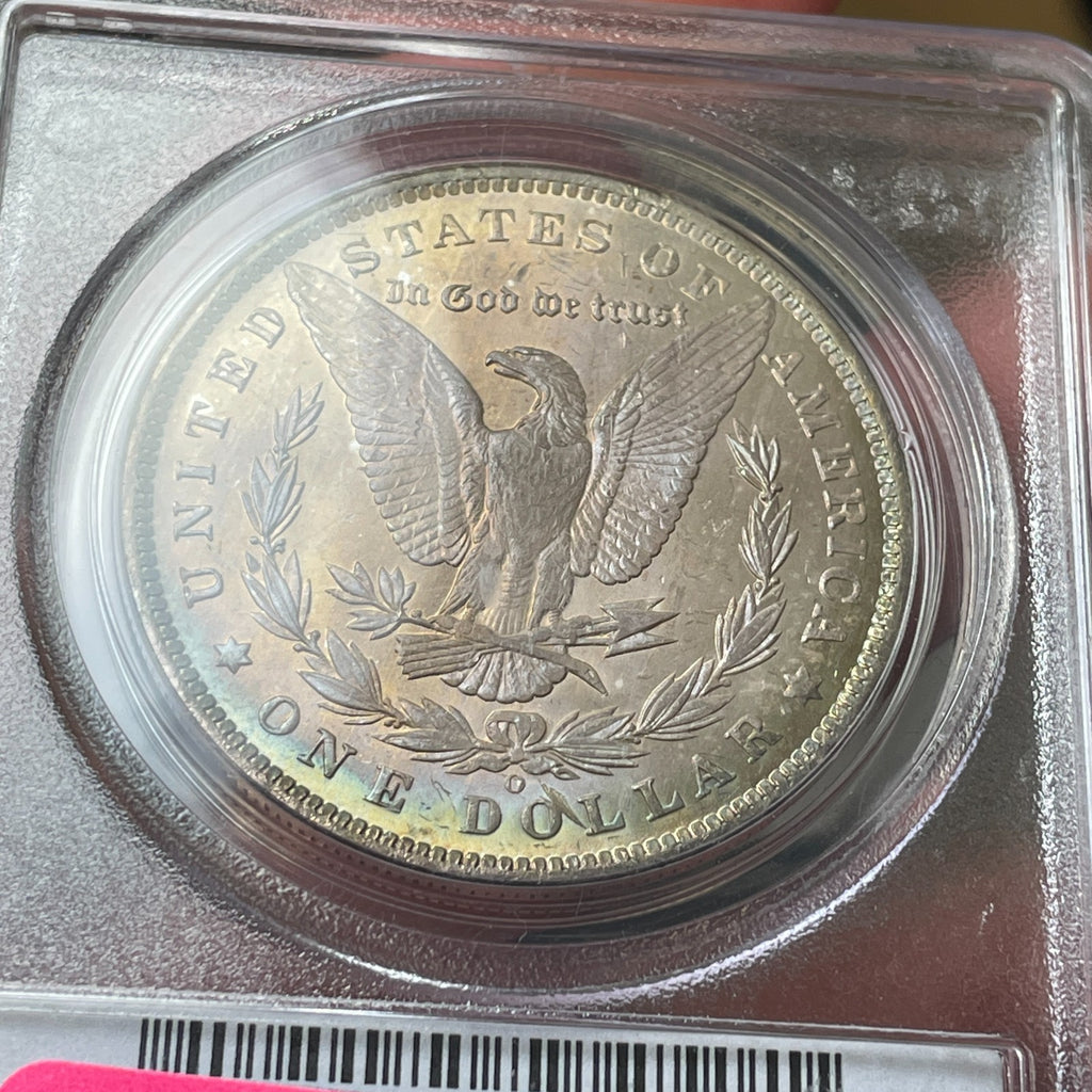 1885-O PCGS MS65 CAC Morgan Silver Dollar Dual Sided Toner PQ Coin