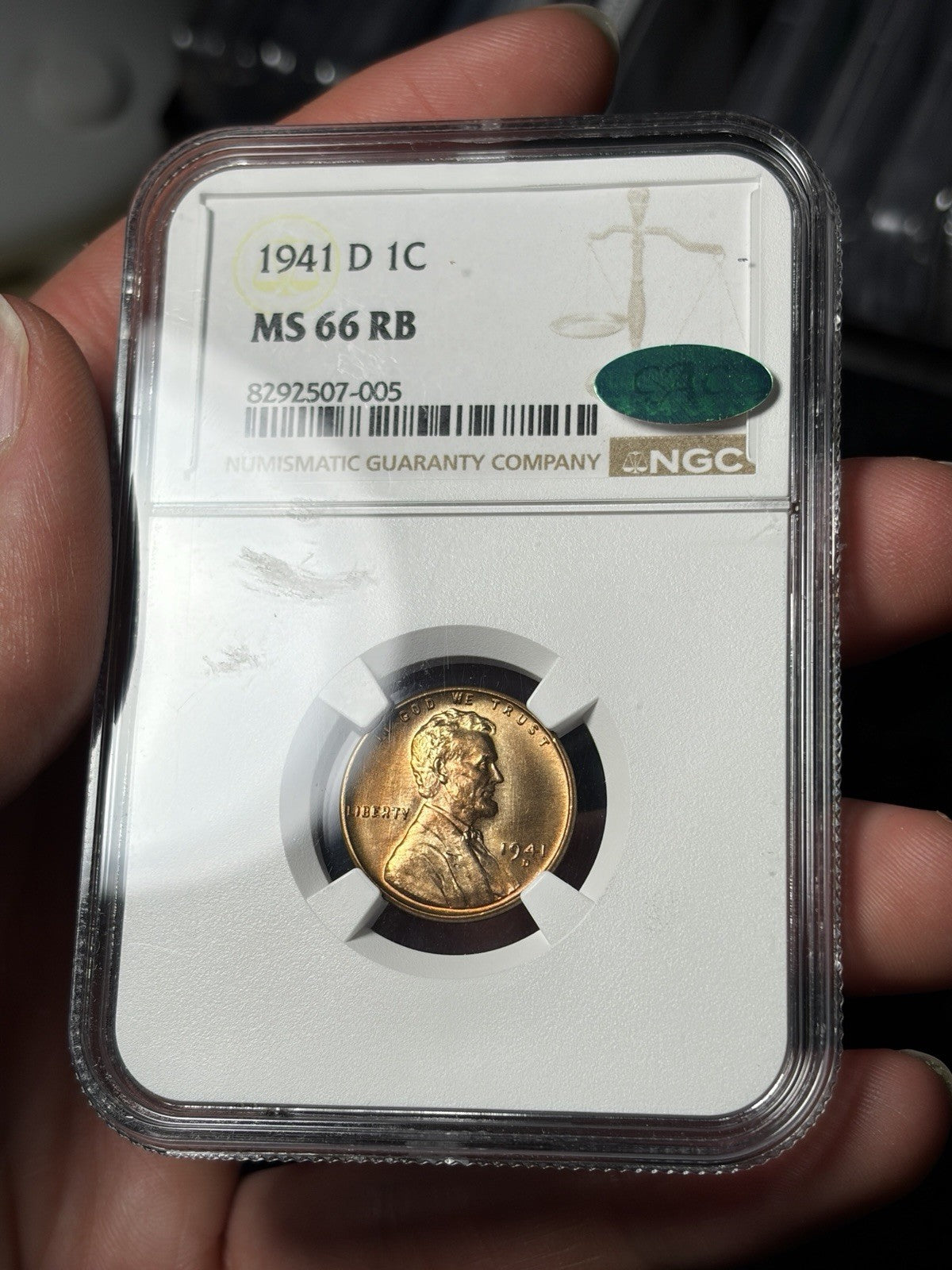 1941-D NGC MS66 RB CAC Lincoln Wheat Cent EX. MS67 RD