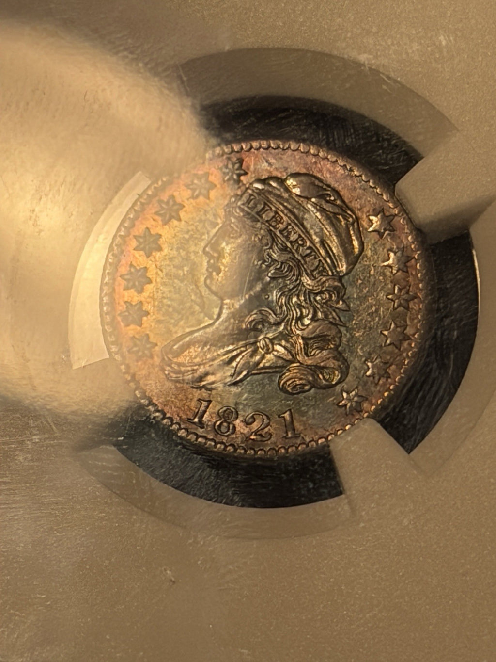 1821 NGC MS64 Large Date Capped Bust Dime JR-7