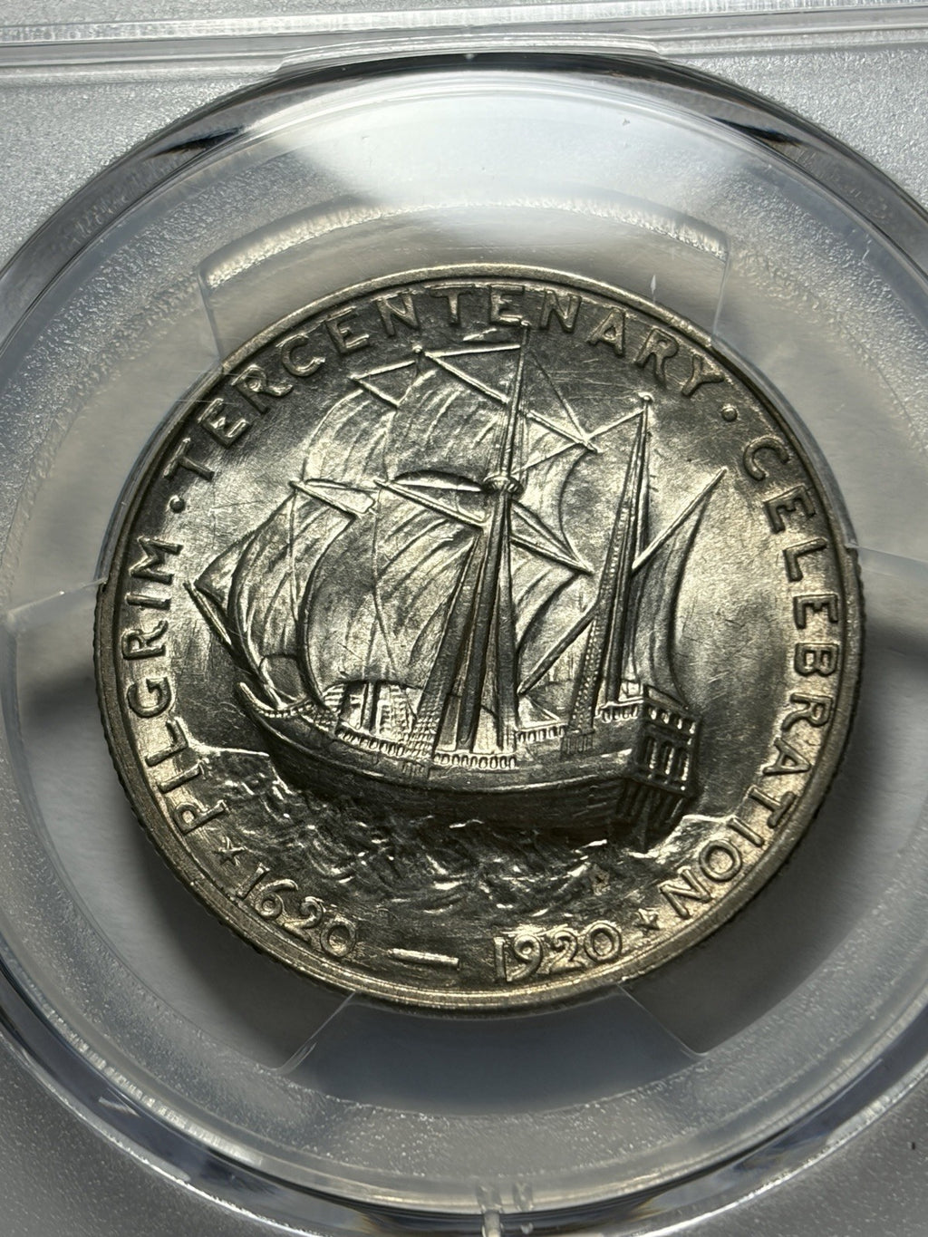 1920 PCGS MS62 Pilgrim Commemorative Half Dollar