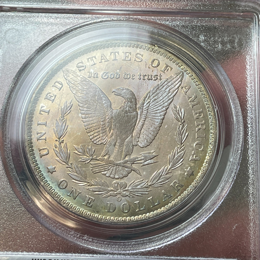 1885-O PCGS MS65 CAC Morgan Silver Dollar Dual Sided Toner PQ Coin