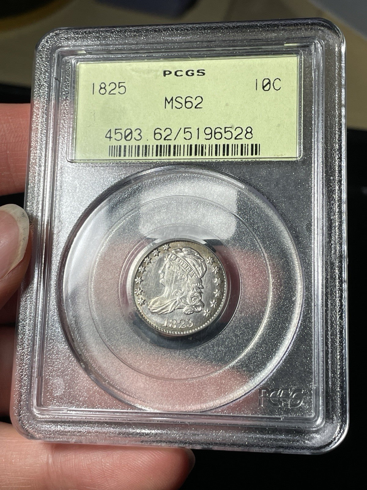 1825 PCGS MS62 Capped Bust Dime Old Green Holder