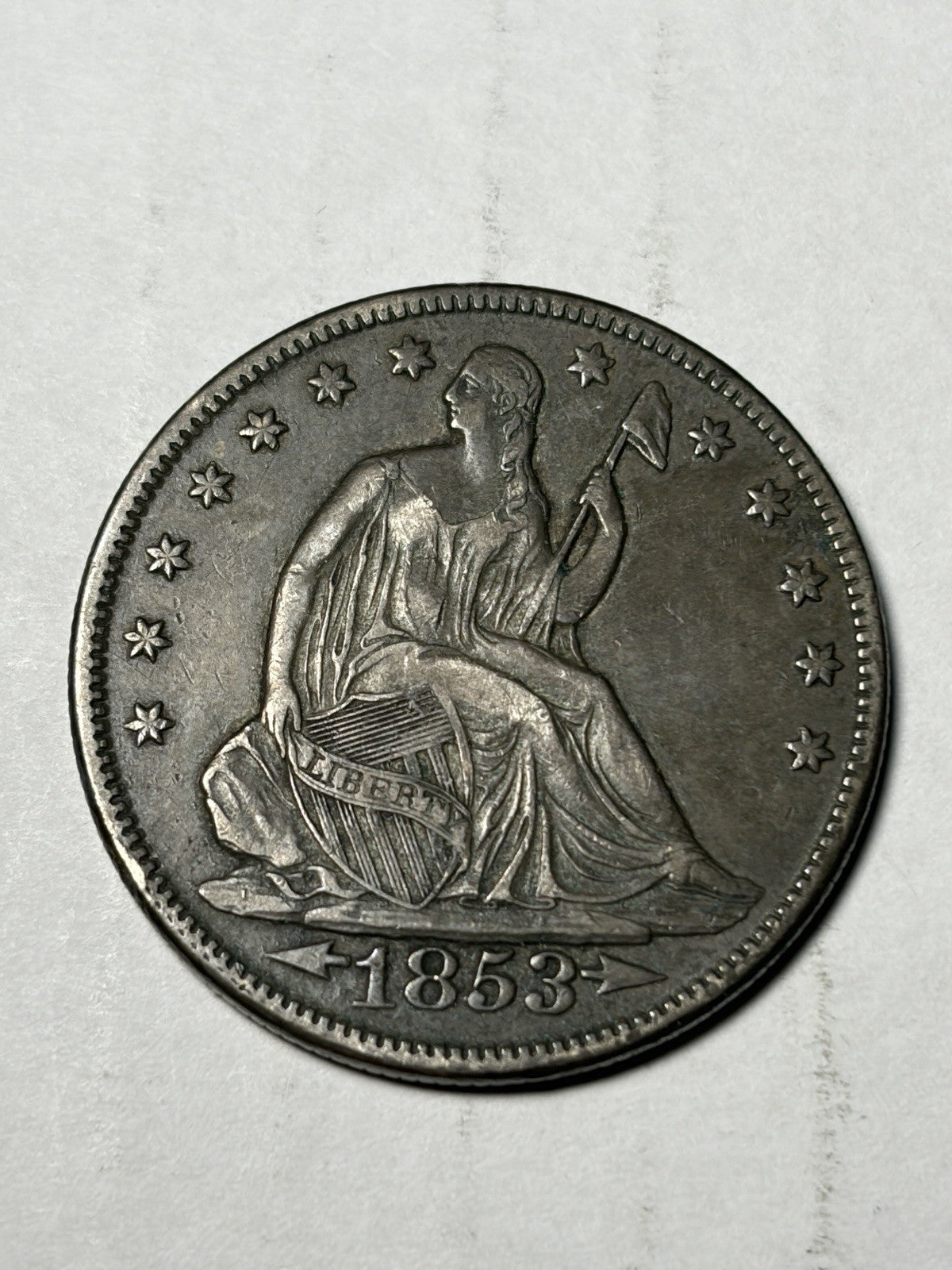 1853 With Arrows Seated Liberty Half Dollar