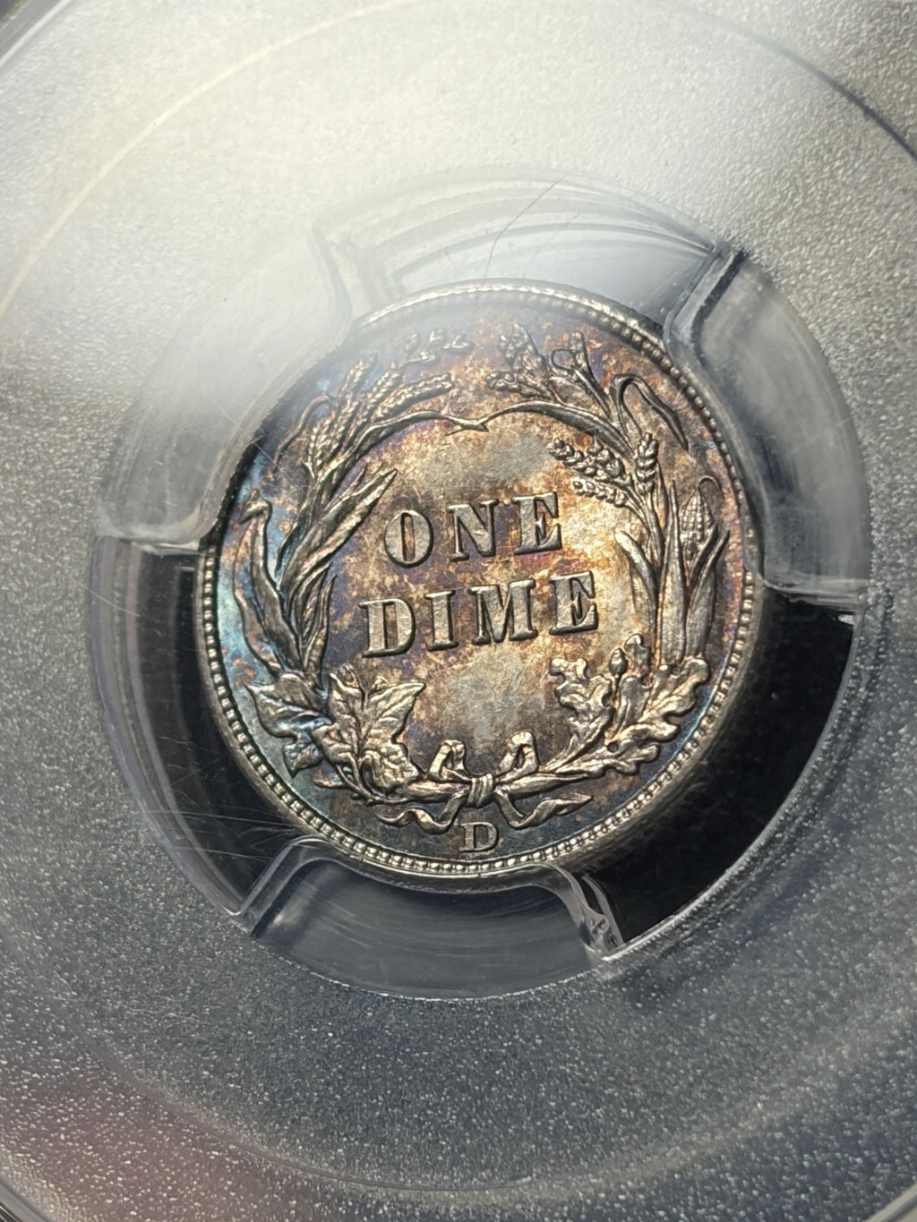 1909-D PCGS MS62 CAC Barber Dime Toned