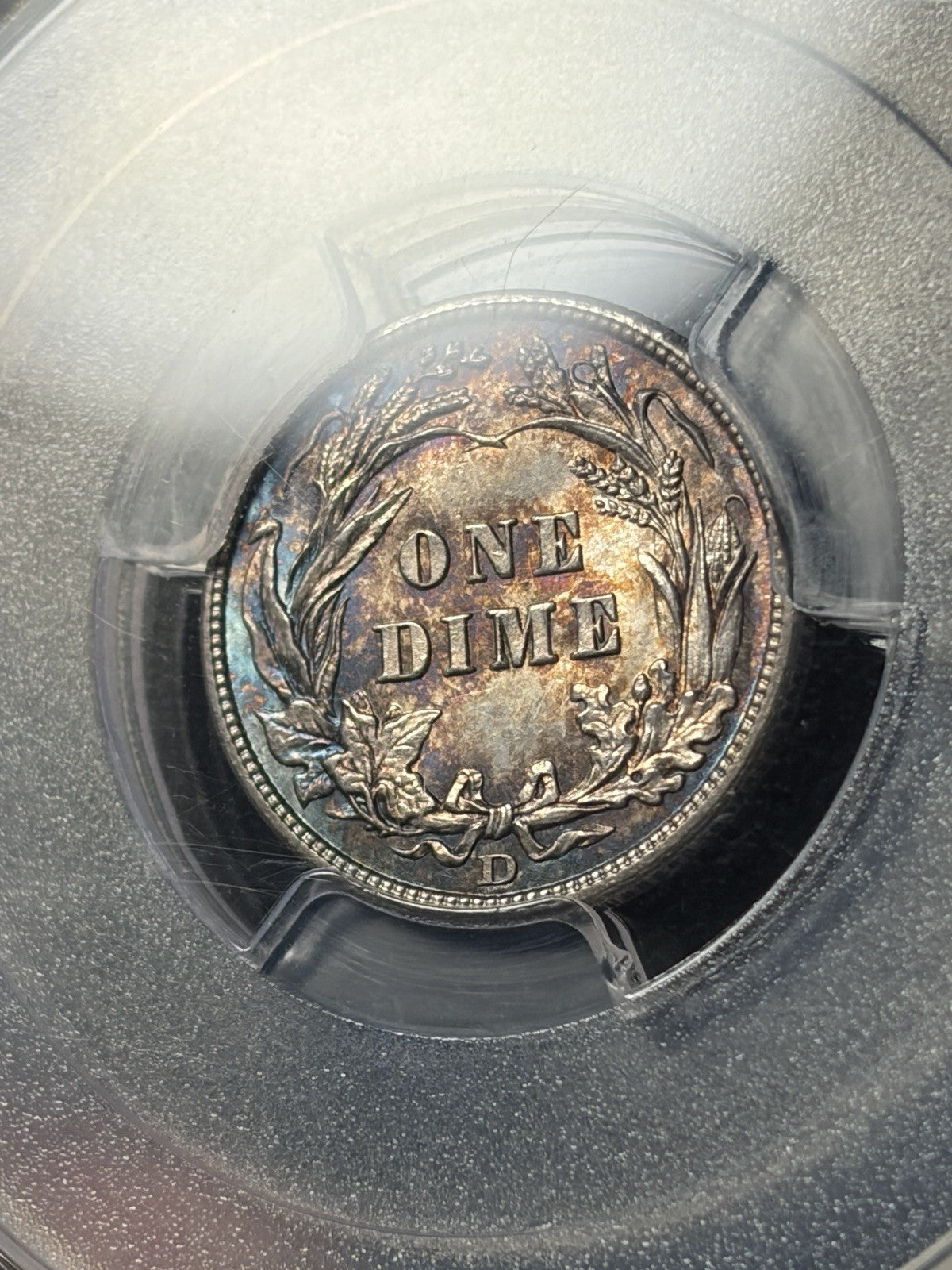 1909-D PCGS MS62 CAC Barber Dime Toned