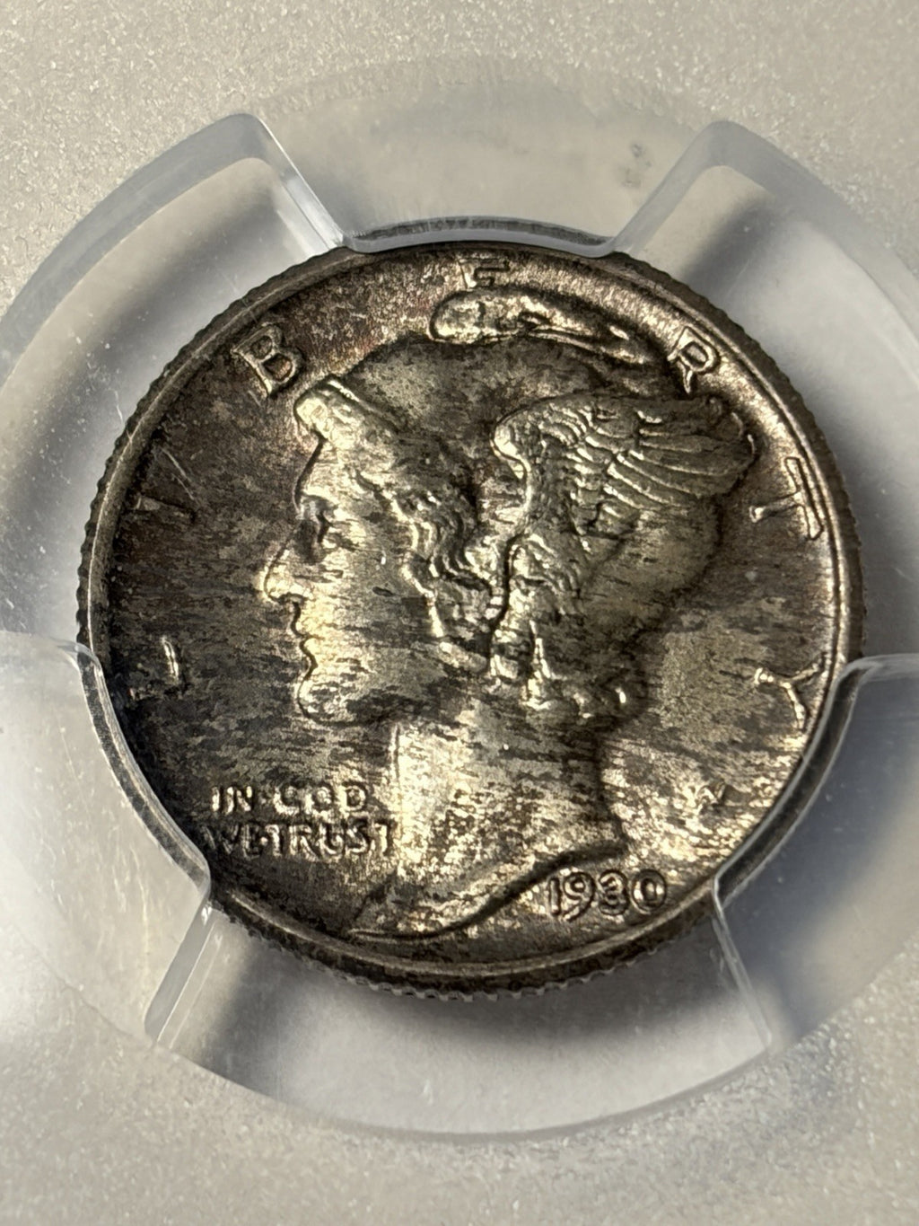 1930 PCGS MS66 FB Mercury Dime Toned