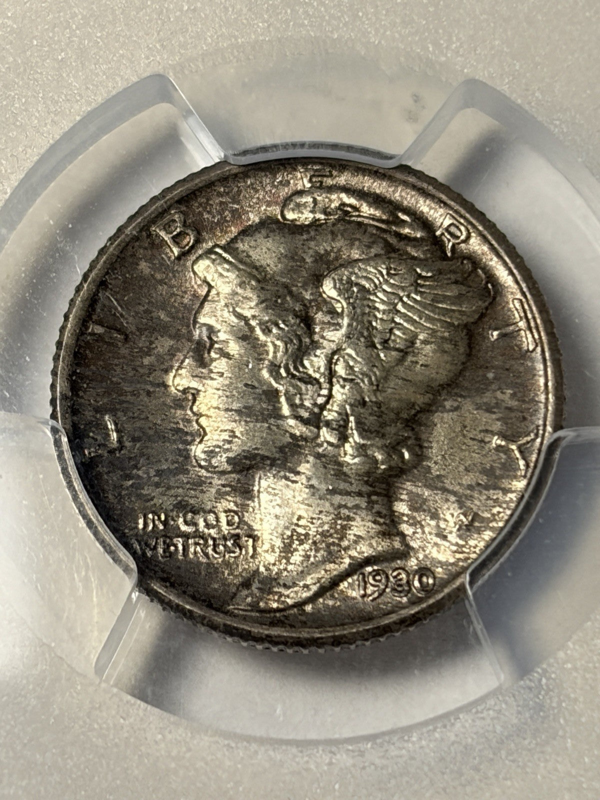 1930 PCGS MS66 FB Mercury Dime Toned