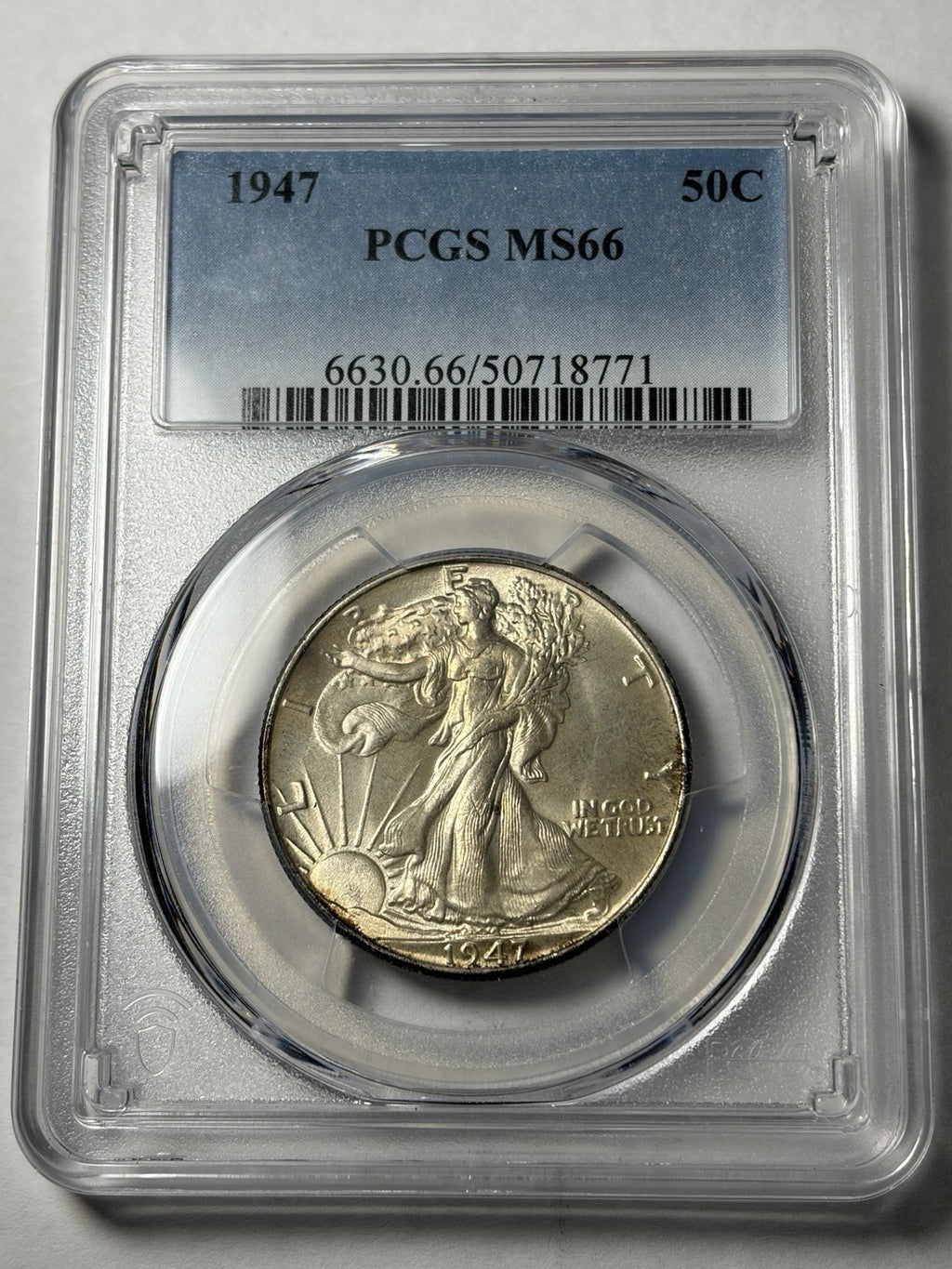 1947 PCGS MS66 Walking Liberty Half Dollar Lightly Toned