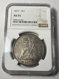 1877 NGC AU55 Trade Silver Dollar Toned