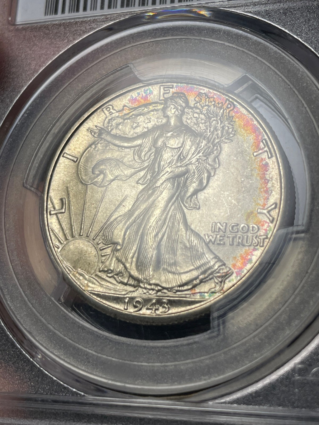 1943-D PCGS MS67 CAC Walking Liberty Half Dollar Toned
