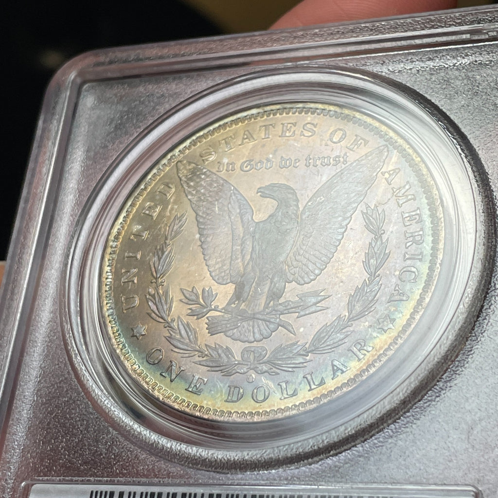 1885-O PCGS MS65 CAC Morgan Silver Dollar Dual Sided Toner PQ Coin