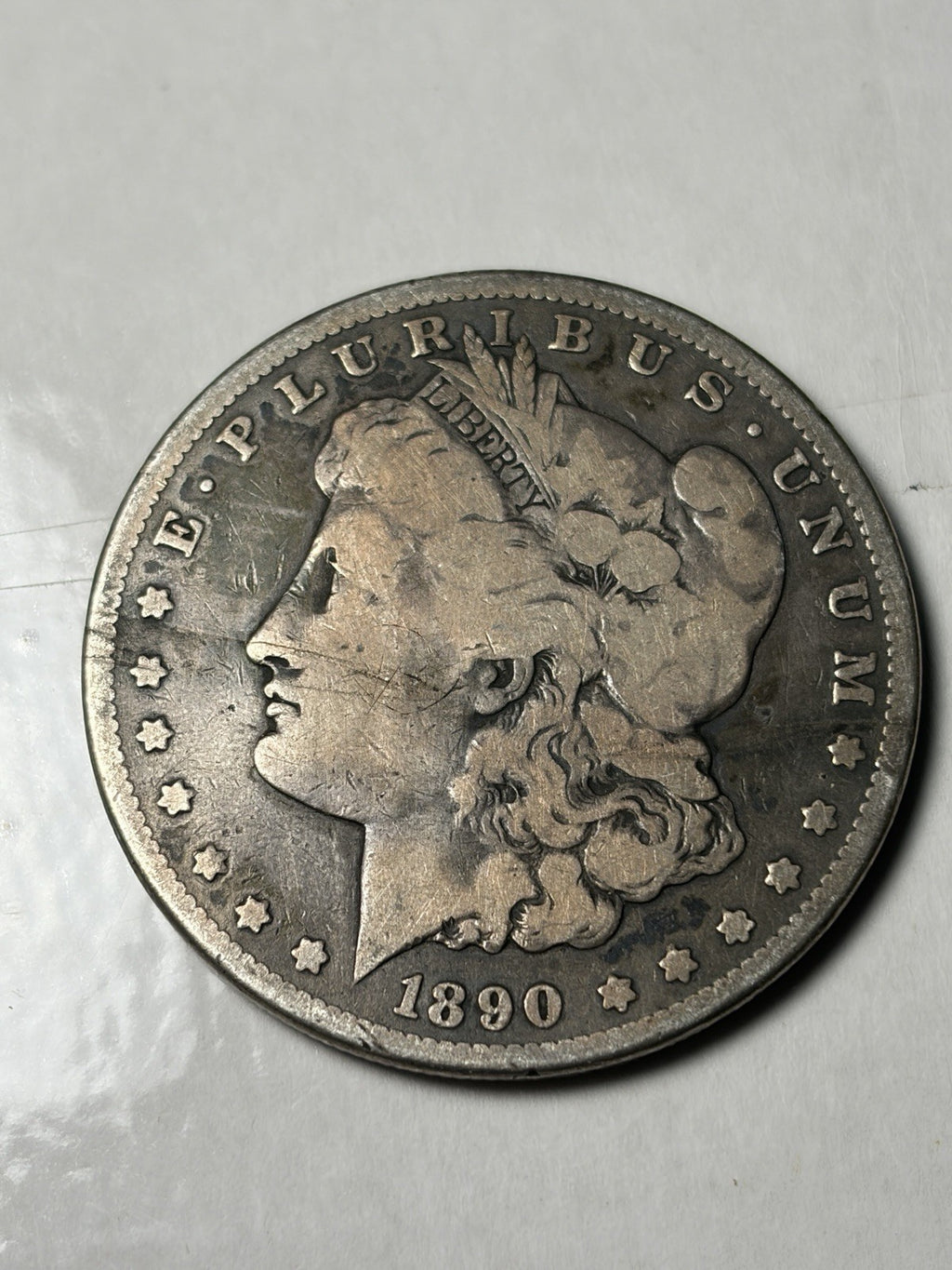 1890-CC Morgan Silver Dollar Tailbar Details