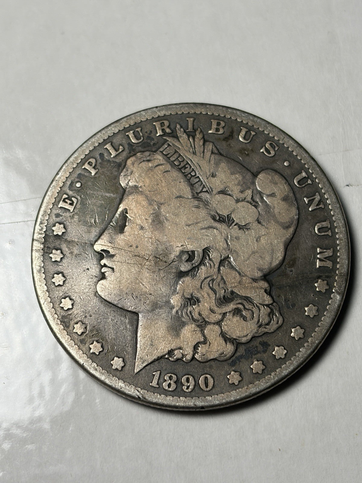 1890-CC Morgan Silver Dollar Tailbar Details