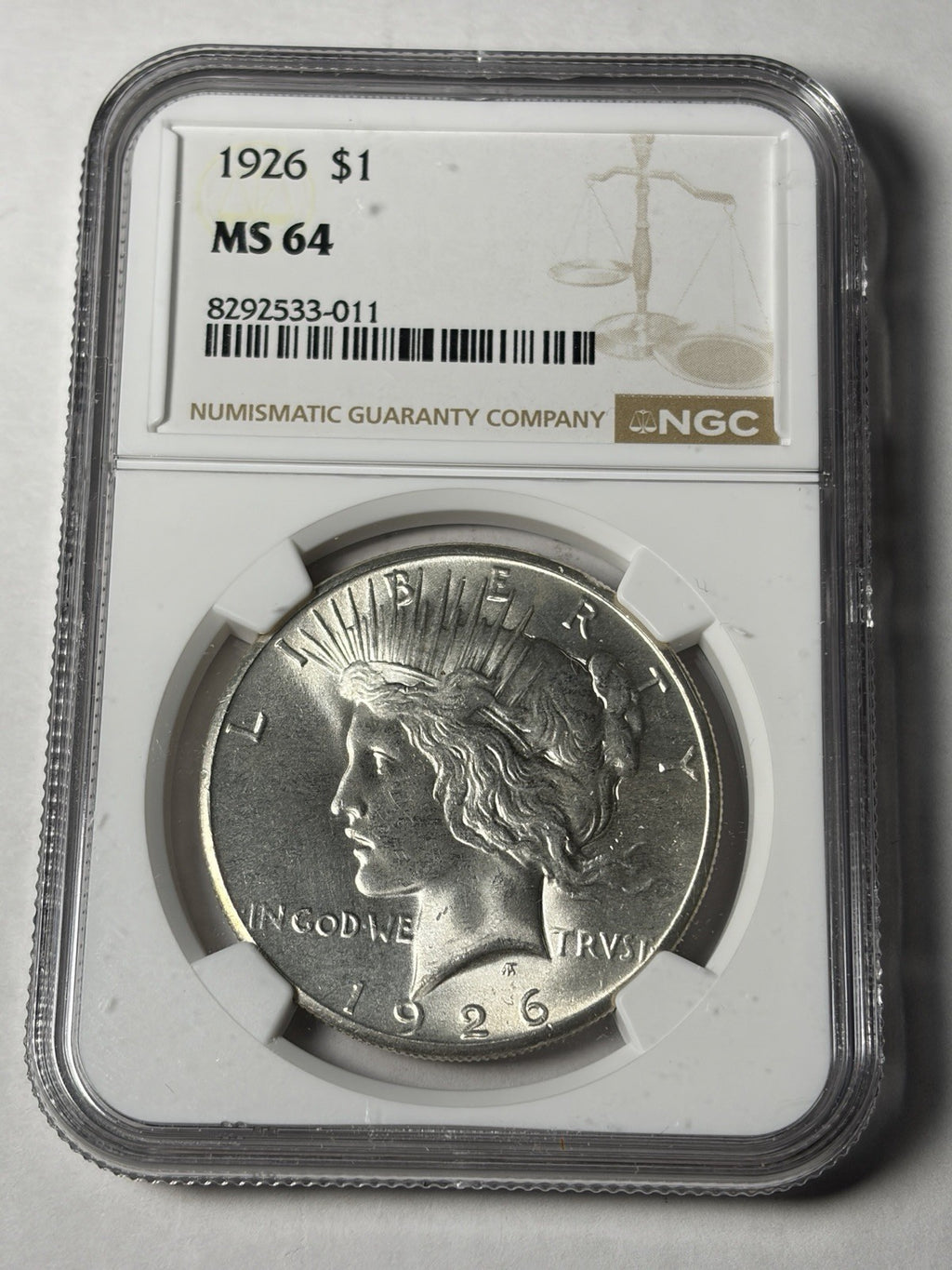 1926 NGC MS64 Peace Silver Dollar