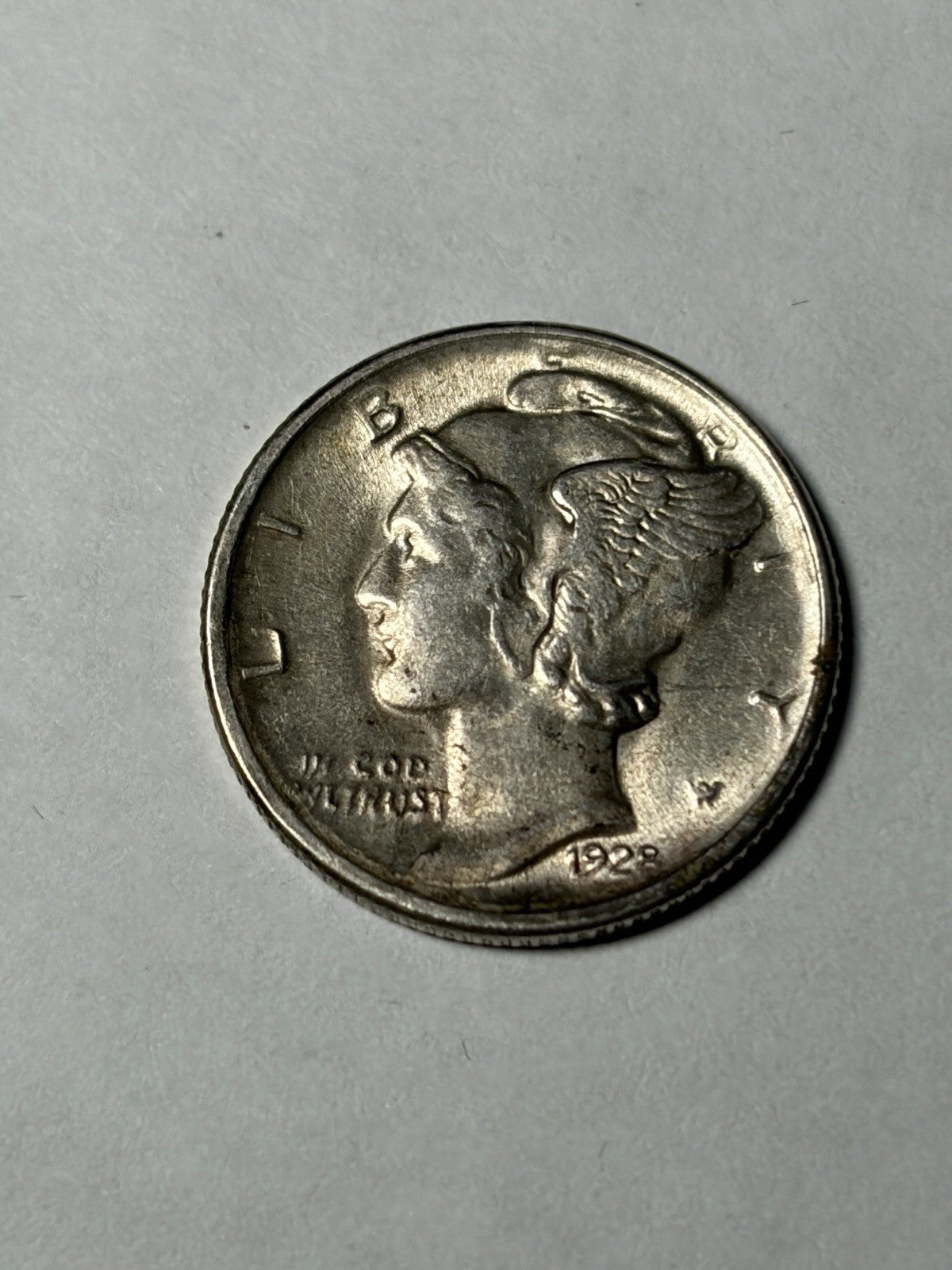 1928-D Mercury Silver Dime Strong Bands