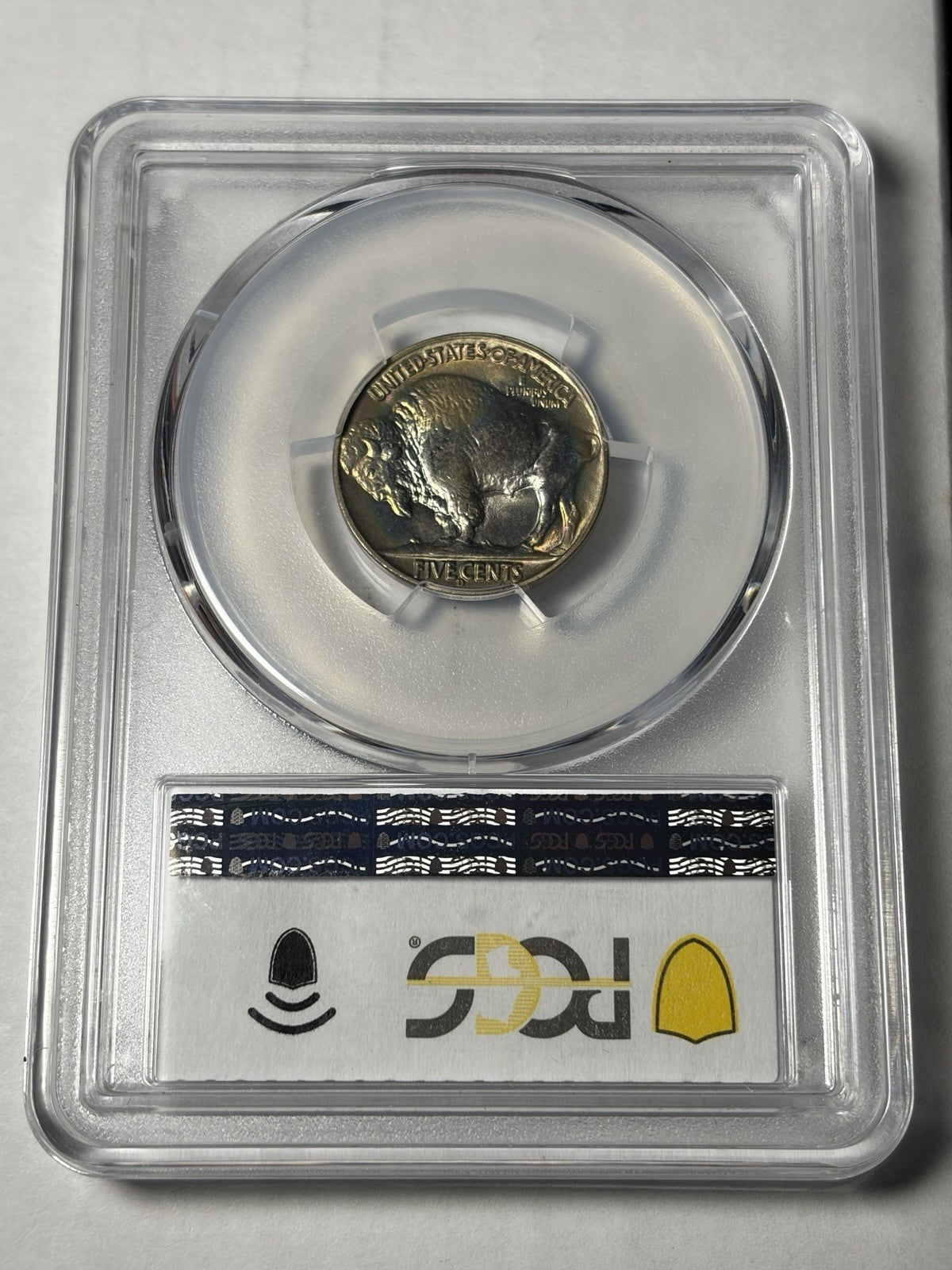 1938-D/S PCGS MS67+ Buffalo Nickel Rainbow Toned