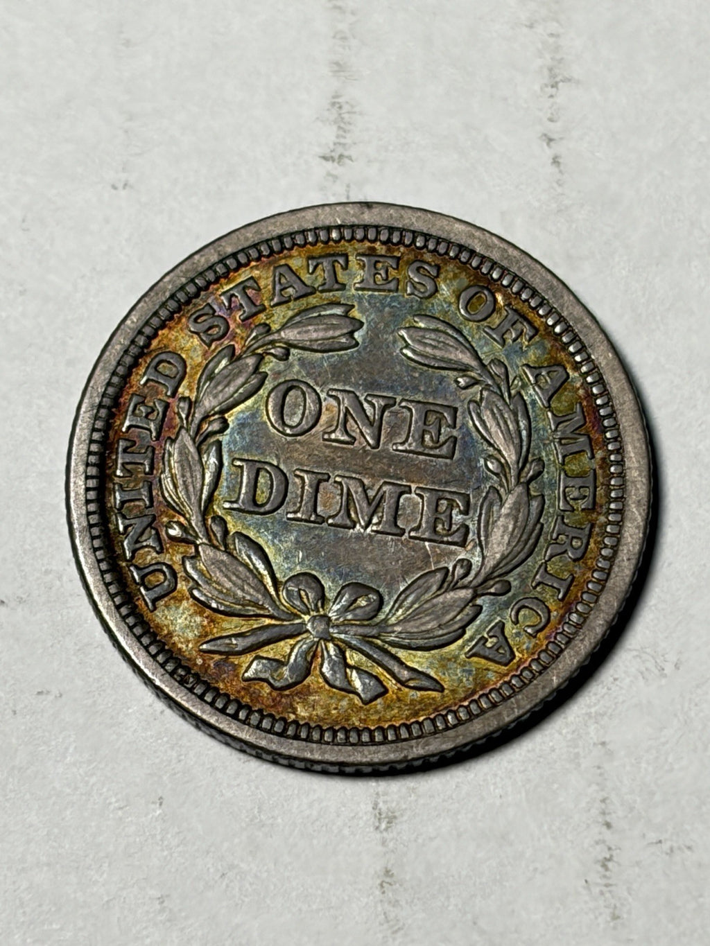 1853 With Arrows Seated Liberty Dime Toned