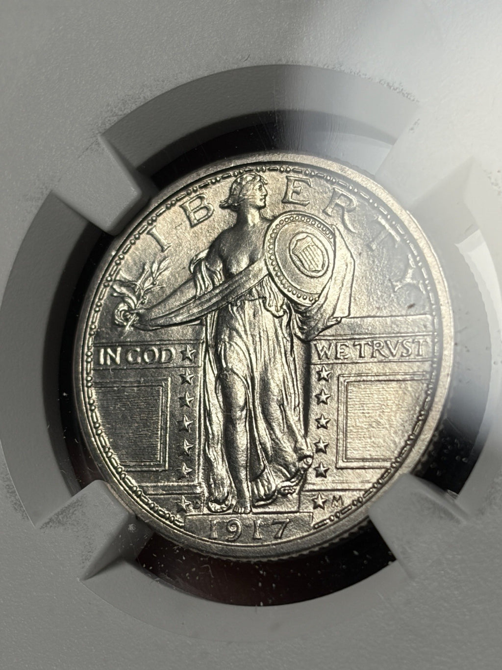1917-D Type 1 NGC UNC Details Standing Liberty Quarter