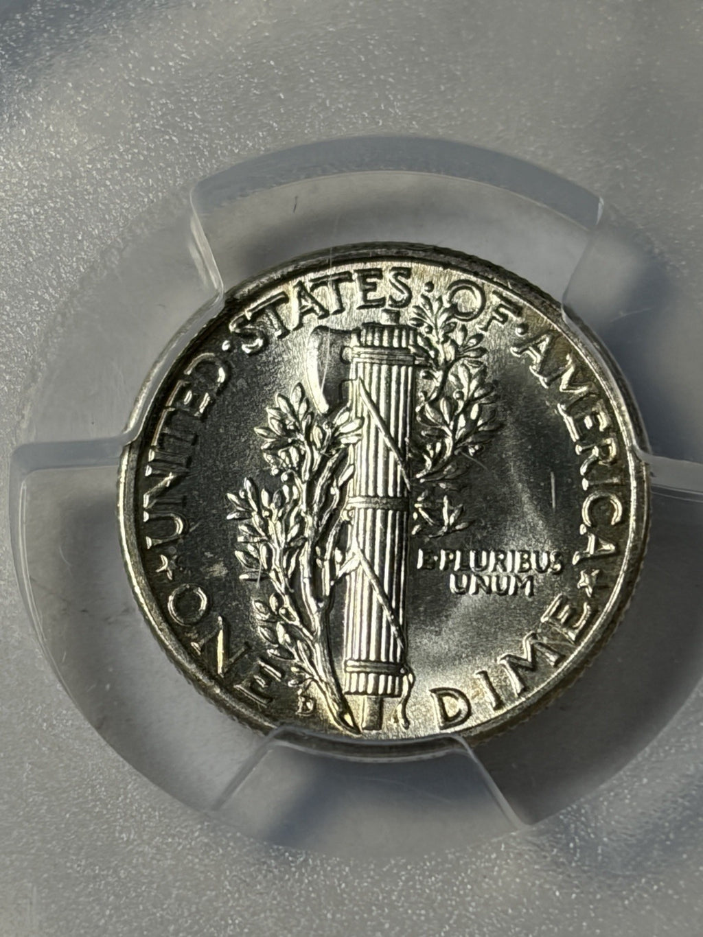 1944-D PCGS MS68 FB Mercury Silver Dime Rainbow Toned