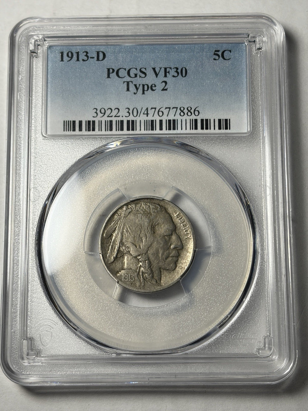 1913-D PCGS VF30 Type 2 Buffalo Nickel