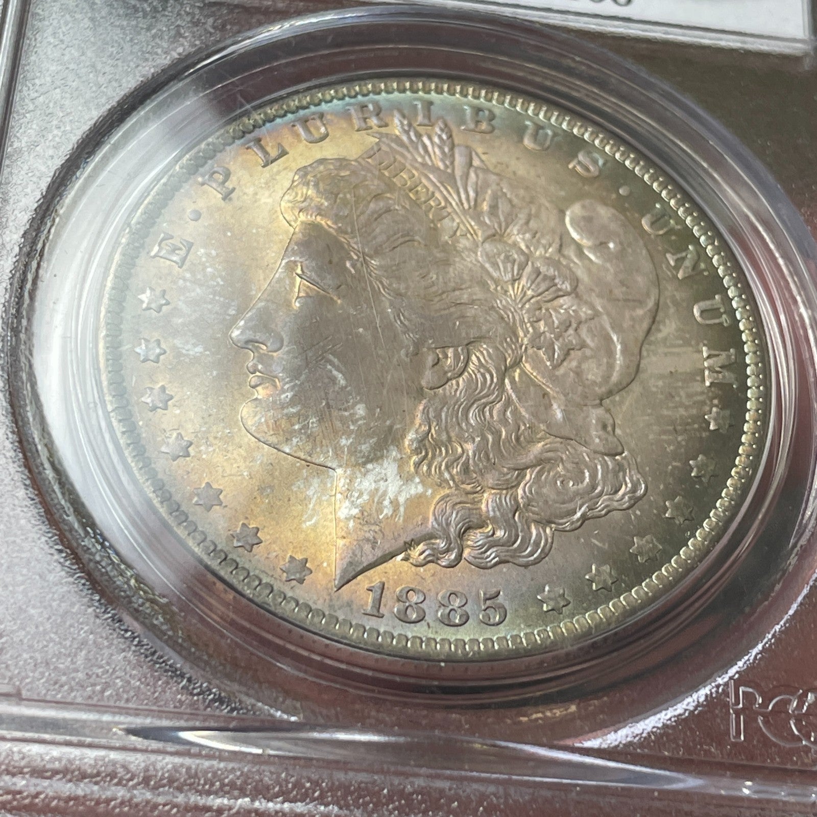 1885-O PCGS MS65 CAC Morgan Silver Dollar Dual Sided Toner PQ Coin
