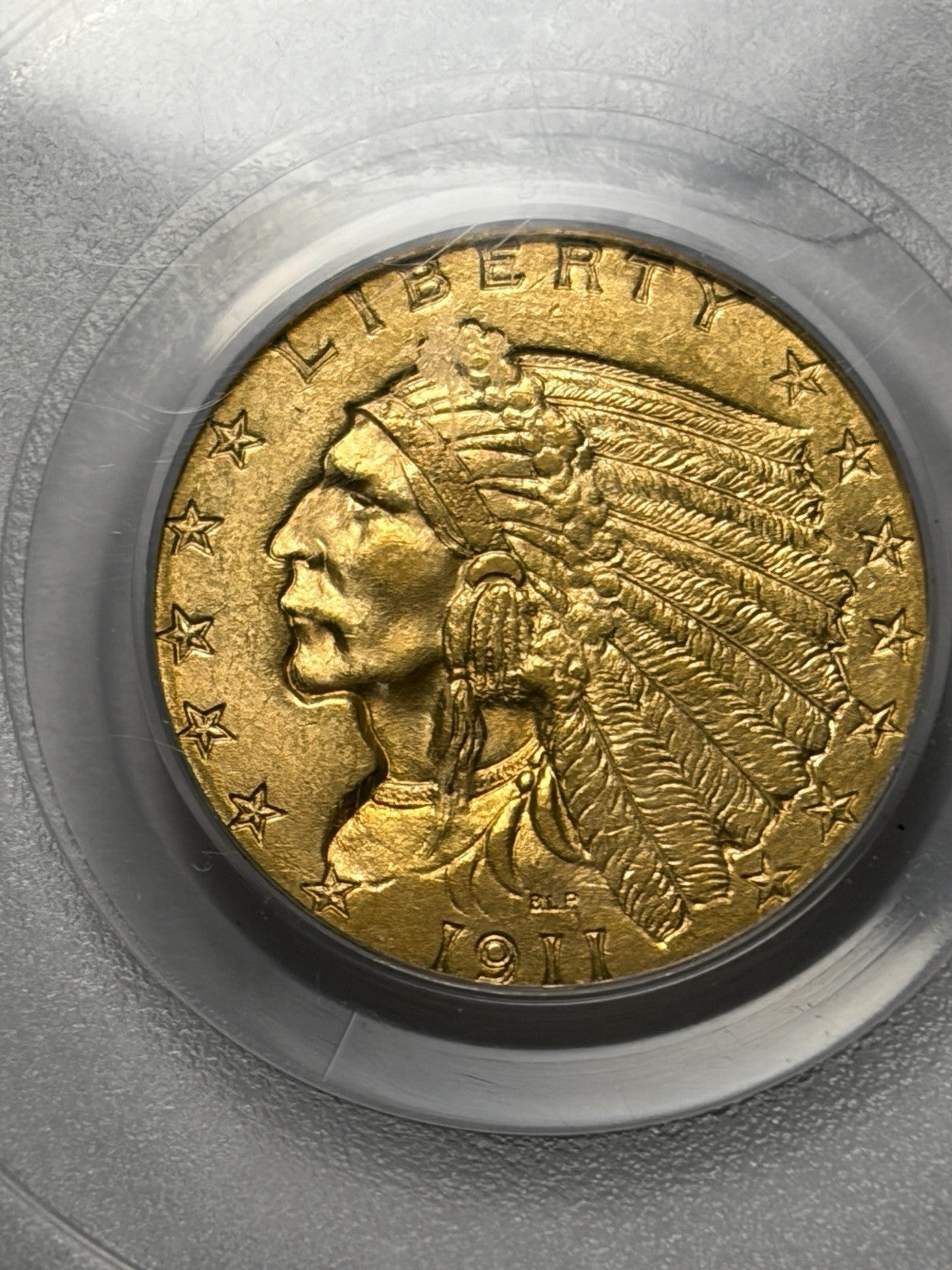 1911 PCGS MS63 Indian Head Gold Quarter Eagle $2.5 OGH Old Holder