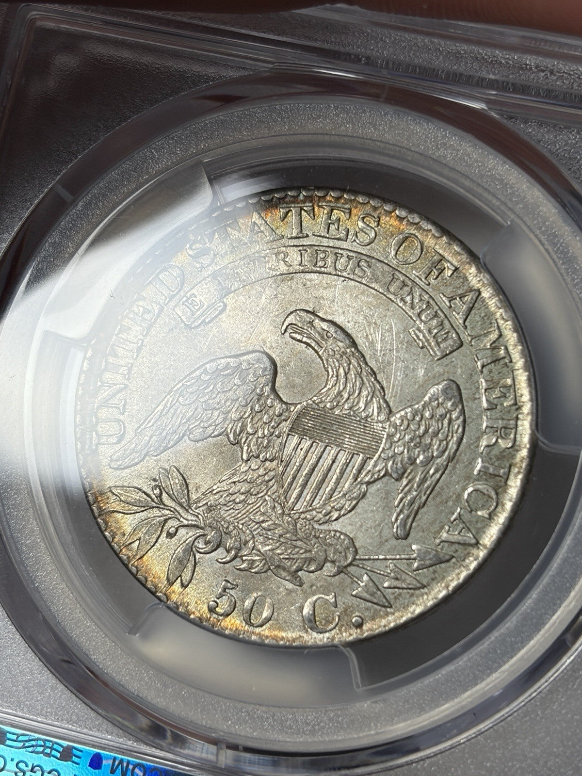 1827 PCGS AU58 Capped Bust Half Dollar O-136 Square Base 2