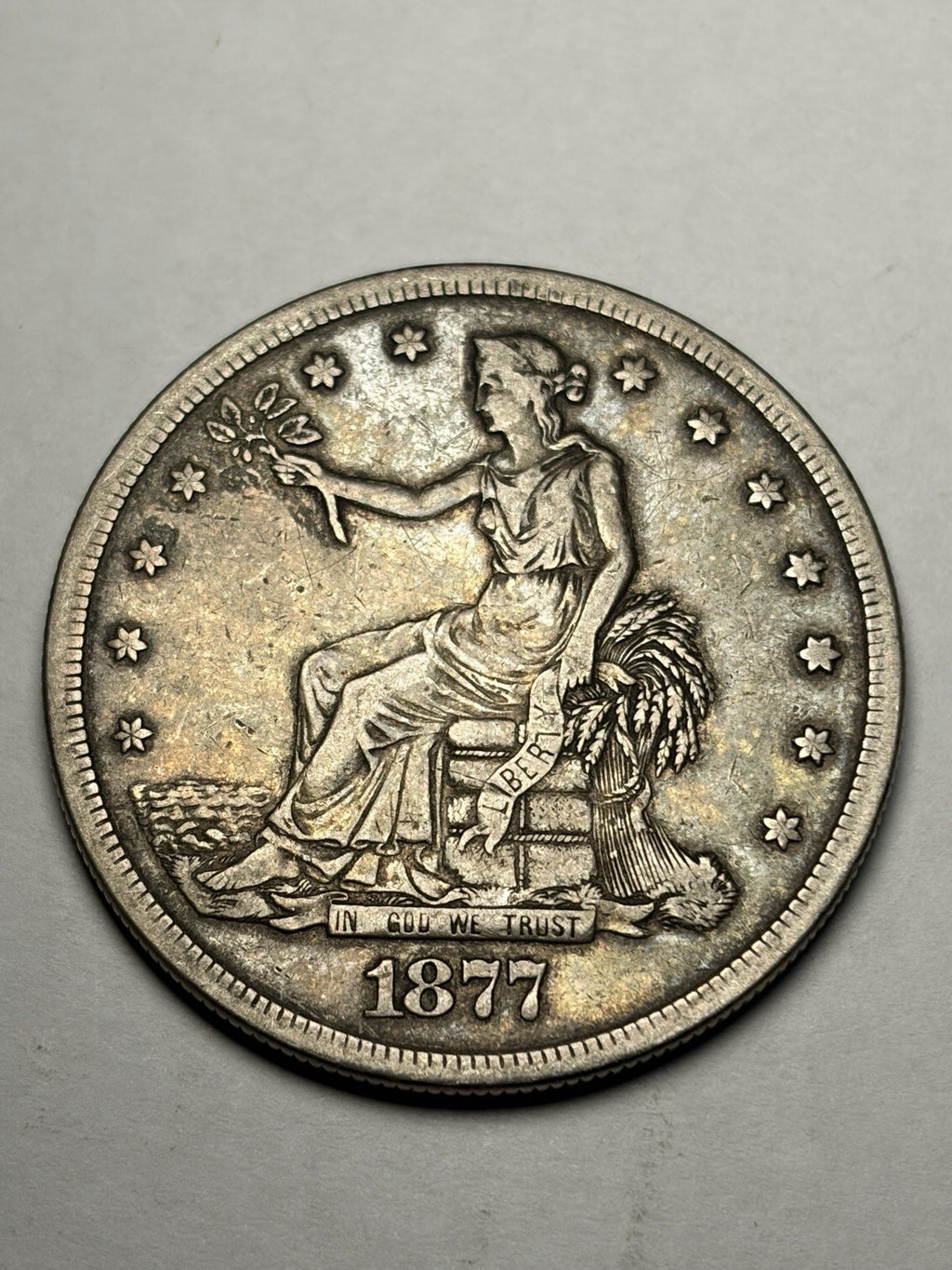 1877-S Trade Silver Dollar Toned