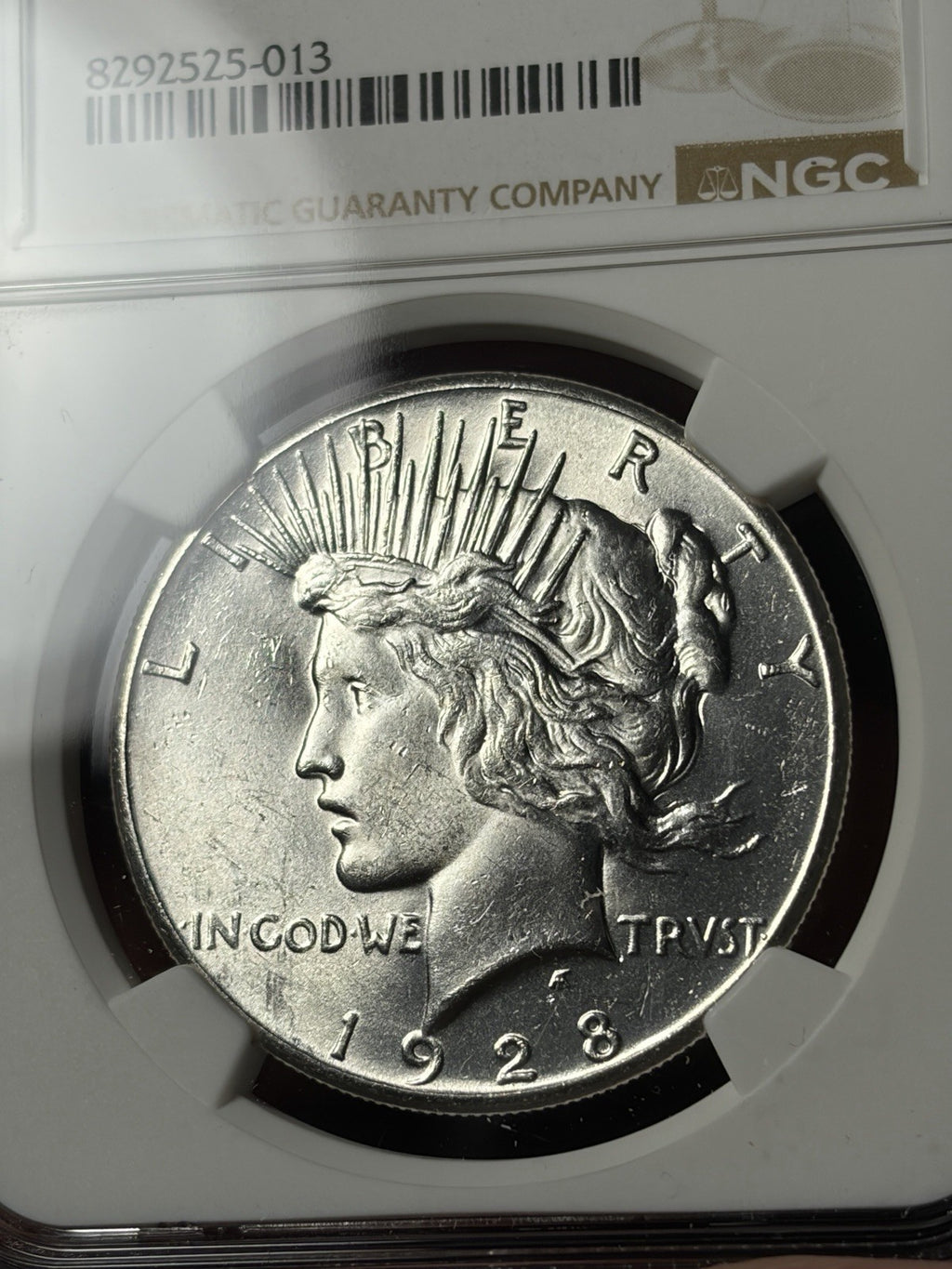 1928 NGC MS62 Peace Silver Dollar Key Date Blast White