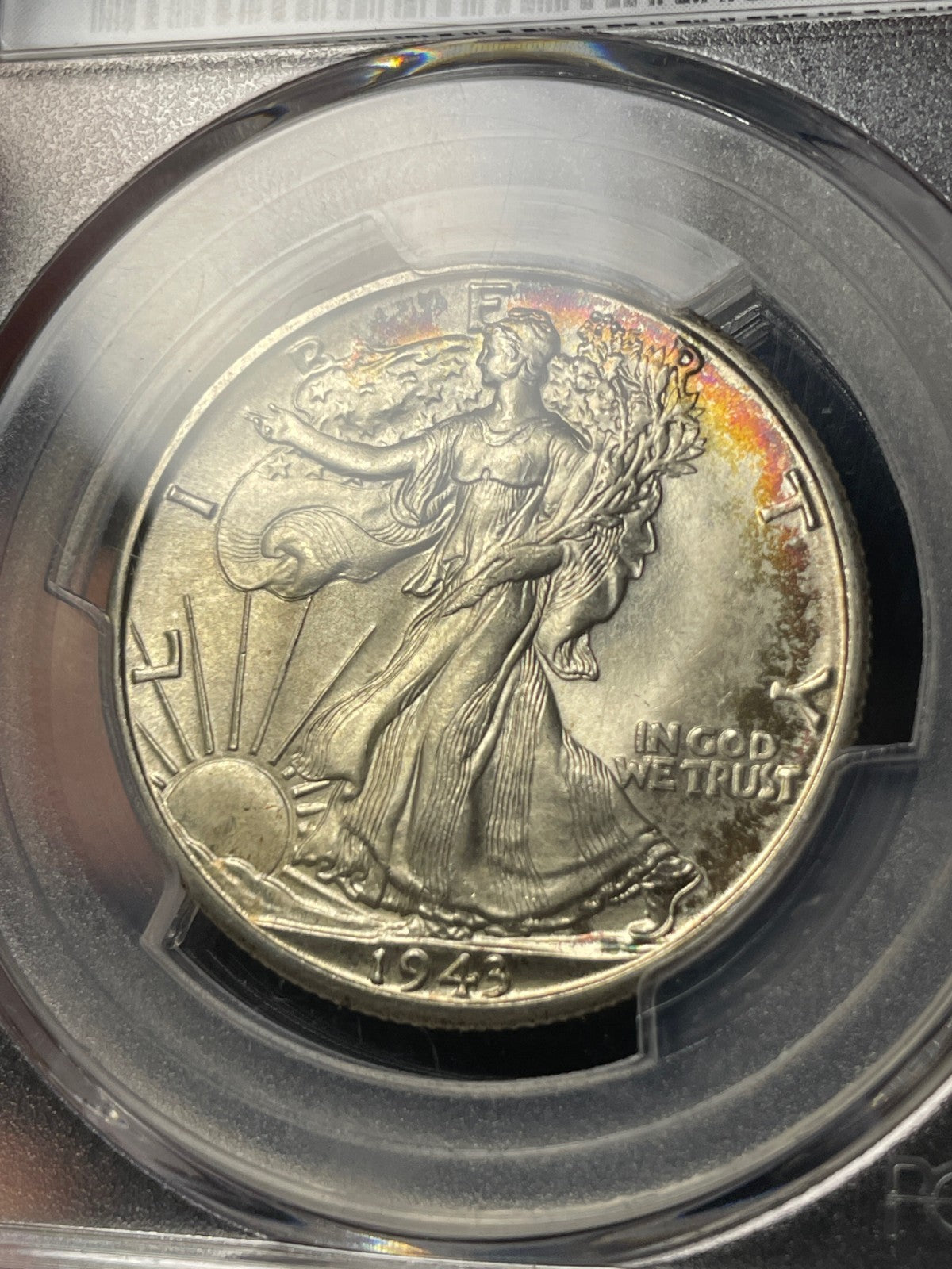 1943-D PCGS MS67 CAC Walking Liberty Half Dollar Toned