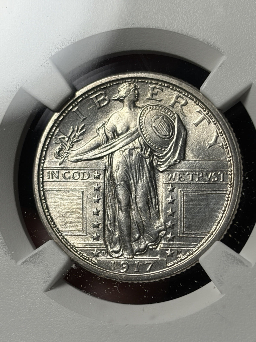 1917-D Type 1 NGC UNC Details Standing Liberty Quarter