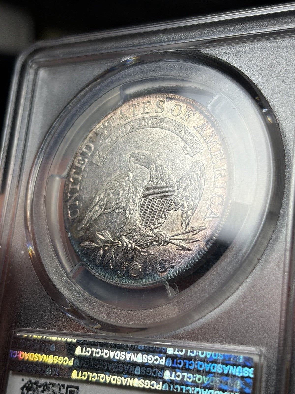 1807 PCGS AU53 Capped Bust Half Dollar Large Stars 50/20 Toned