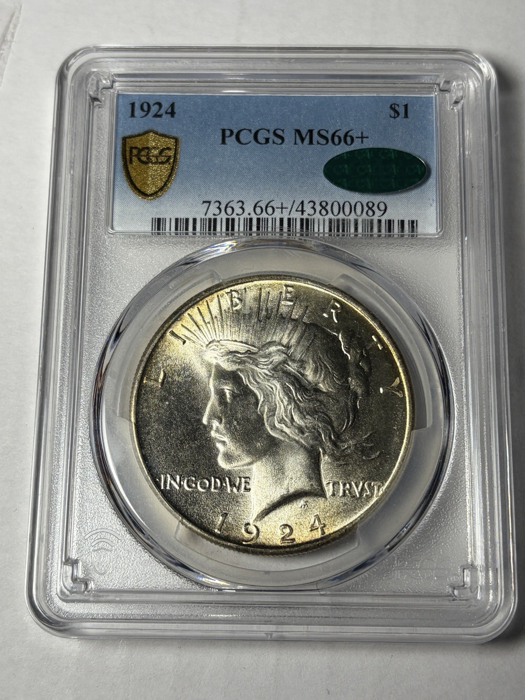 1924 PCGS MS66+ CAC Peace Silver Dollar