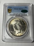 1924 PCGS MS66+ CAC Peace Silver Dollar