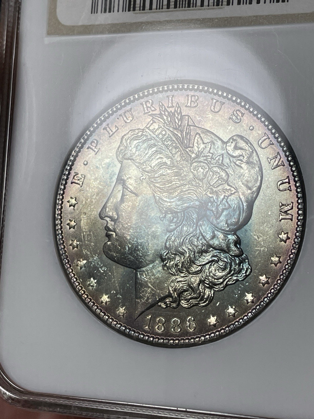 1886 NGC MS63 Morgan Silver Dollar End Of Roll Toning Old Fatty Holder