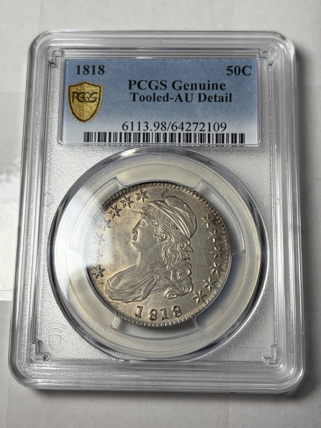 1818 PCGS AU Details Capped Bust Half Dollar