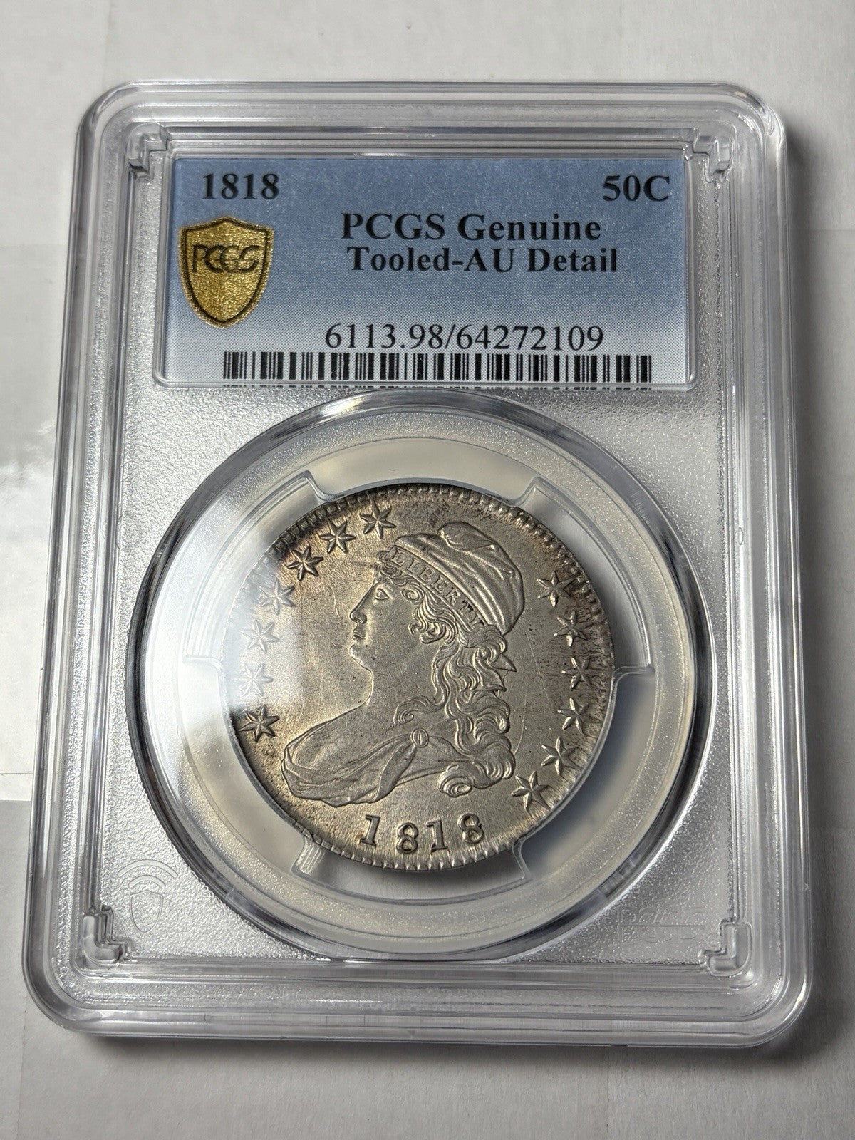 1818 PCGS AU Details Capped Bust Half Dollar