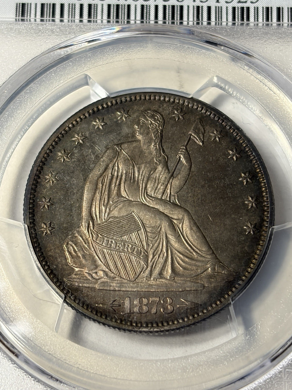 1873 PCGS PR65 Seated Liberty Half Dollar Witih Arrows Toned PROOF