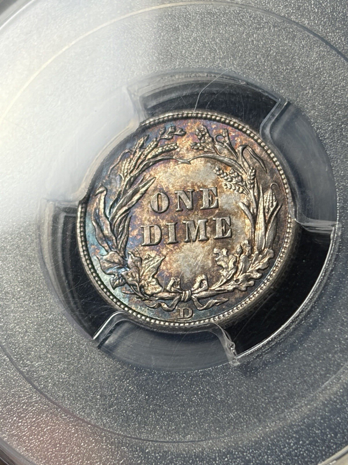 1909-D PCGS MS62 CAC Barber Dime Toned