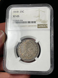 1818 NGC XF45 Capped Bust Quarter Toned Original Nice