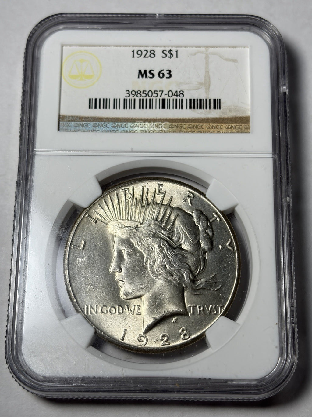 1928 NGC MS63 Peace Silver Dollar