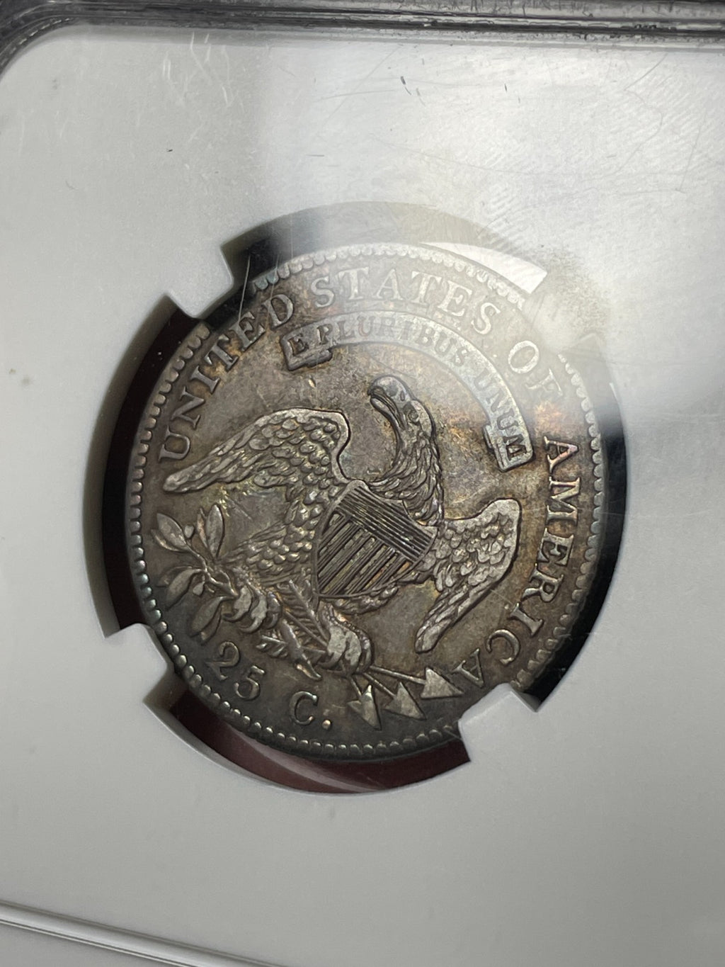 1818 NGC XF45 Capped Bust Quarter Toned Original Nice