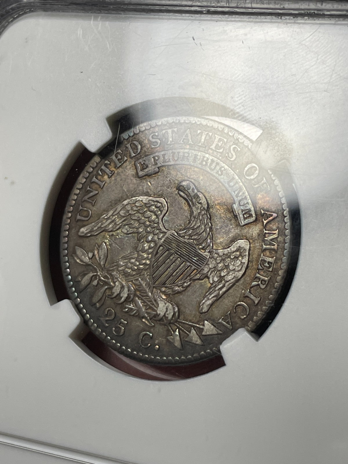 1818 NGC XF45 Capped Bust Quarter Toned Original Nice